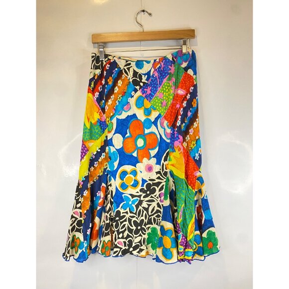 Jams World Voile Cruise Bias Cut Swing Skirt Multicolored Hawaiian Floral XL - Picture 3 of 6